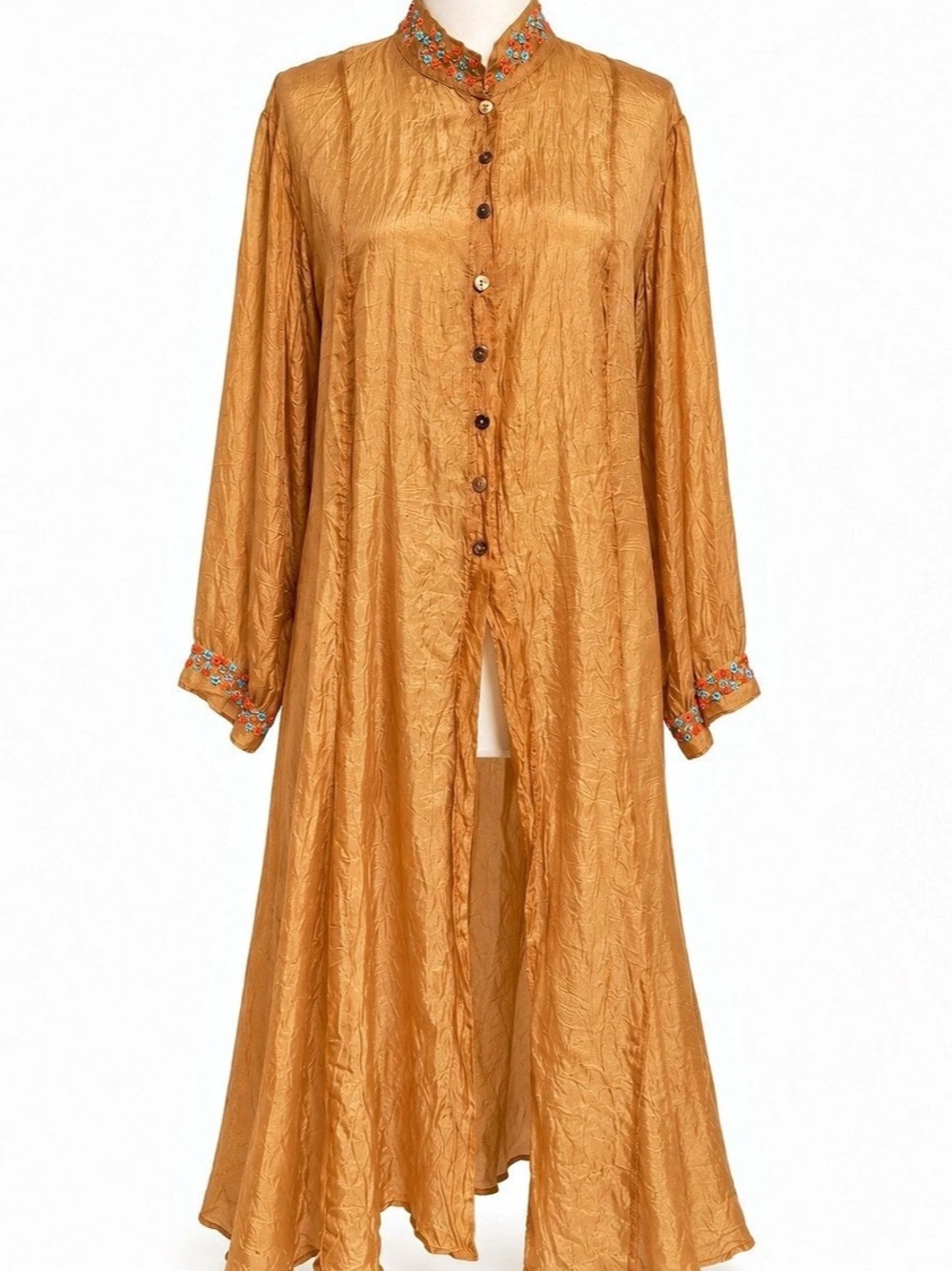 Rare Joshi for RTW Charleston 100% Silk Beaded Duster Kaftan – Size 2